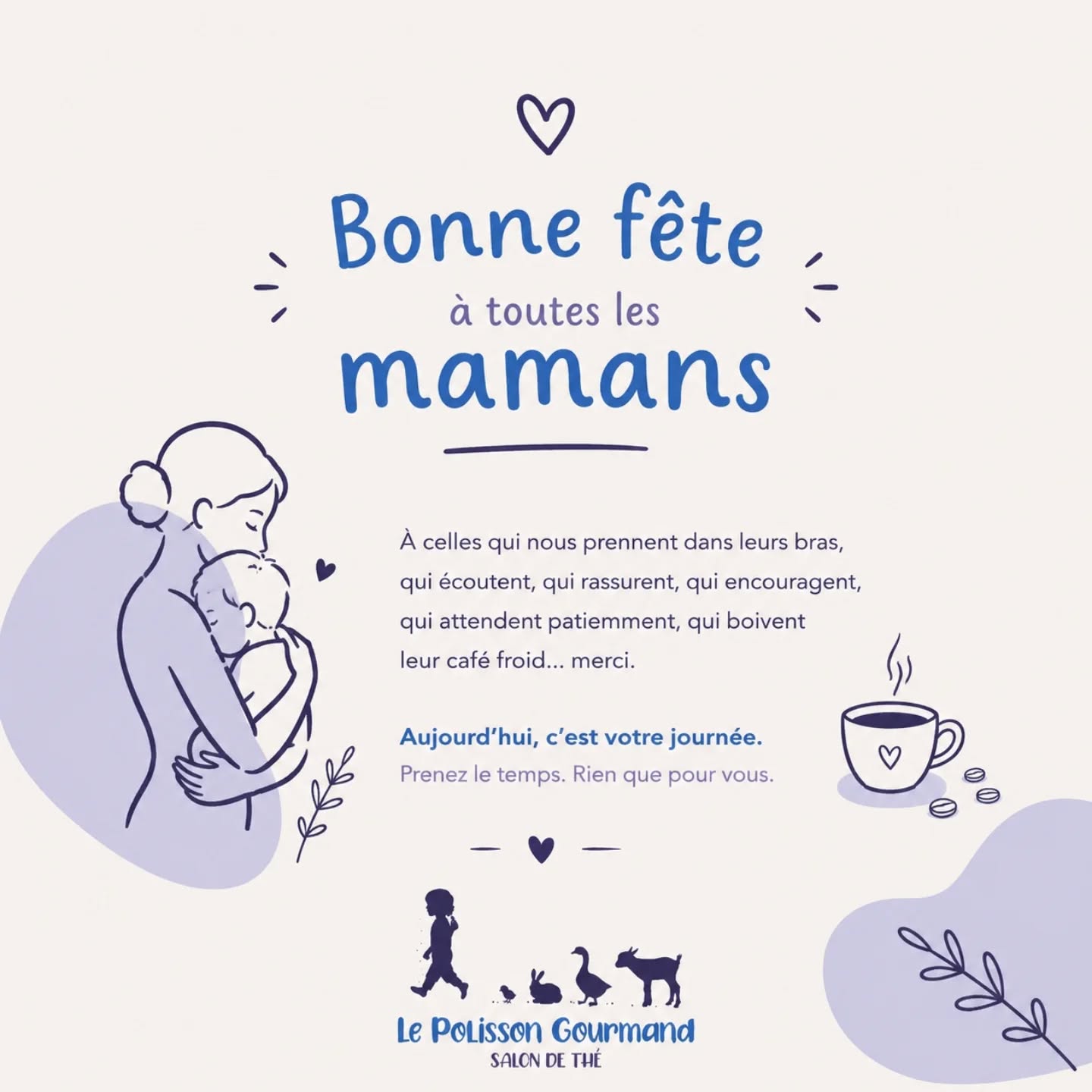 ☕Bonne fête à toutes les mamans ❤️

À celles qui boivent leur café froid.
À celles qui disent « j'arrive » alors qu'elles sont déjà en retard.
À celles qui pensent à tout le monde avant de penser à elles.

À celles qui mériteraient un café chaud, une pâtisserie gourmande et un vrai moment de calme.

Aujourd'hui, prenez le temps.
Pour un café.
Pour une douceur.
Pour vous.

✨ Très belle fête des mères à toutes ✨

#fetedesmamans #bonnefetemaman #jereveduncafechaud #mothersdayspecial❤️ #SalonDeThe